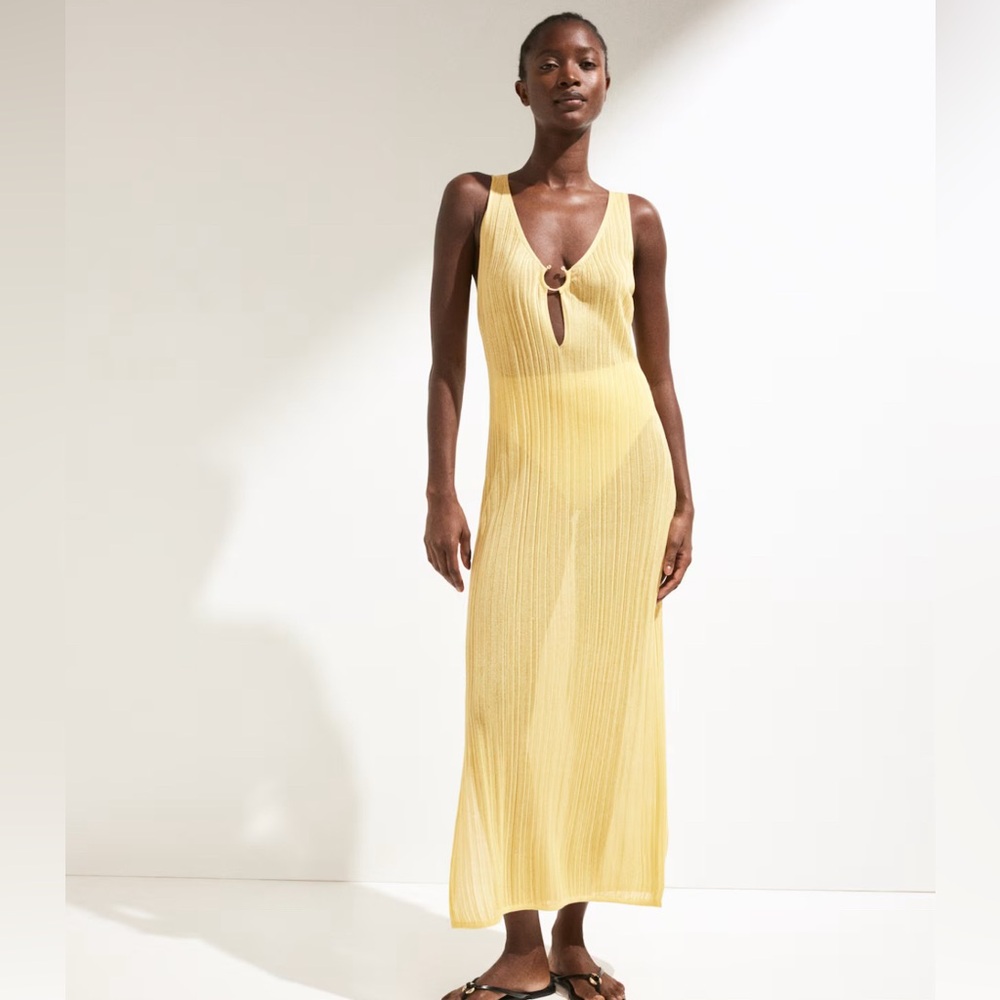 H&M Rib Knit Yellow Beach Dress
